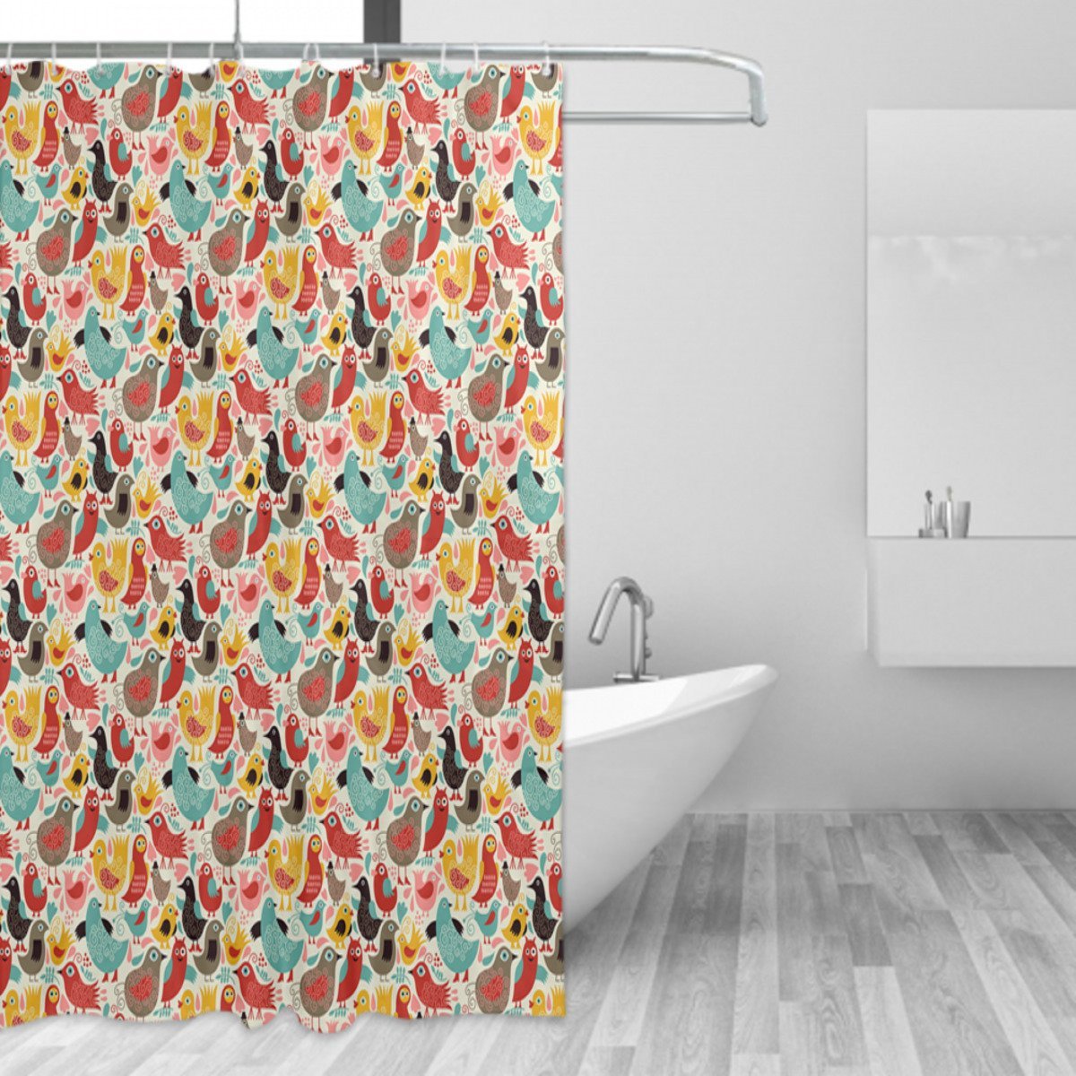 Whimsical Colorful Birds Shower Curtain Shower Curtains