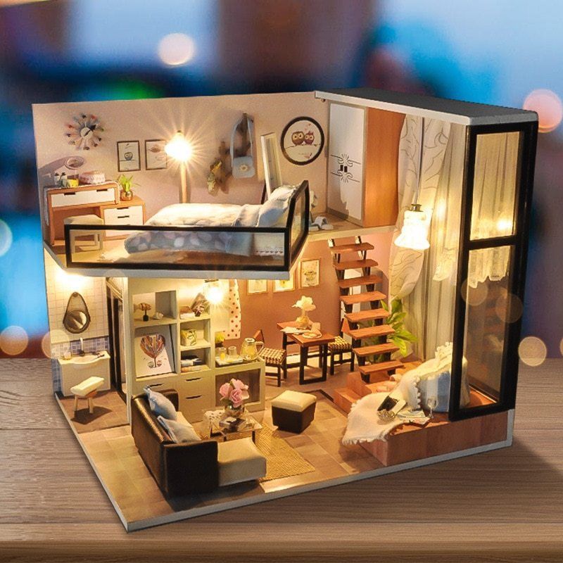 CUTEBEE DIY Doll House Wooden Doll Houses Miniature dollhouse Furniture ...