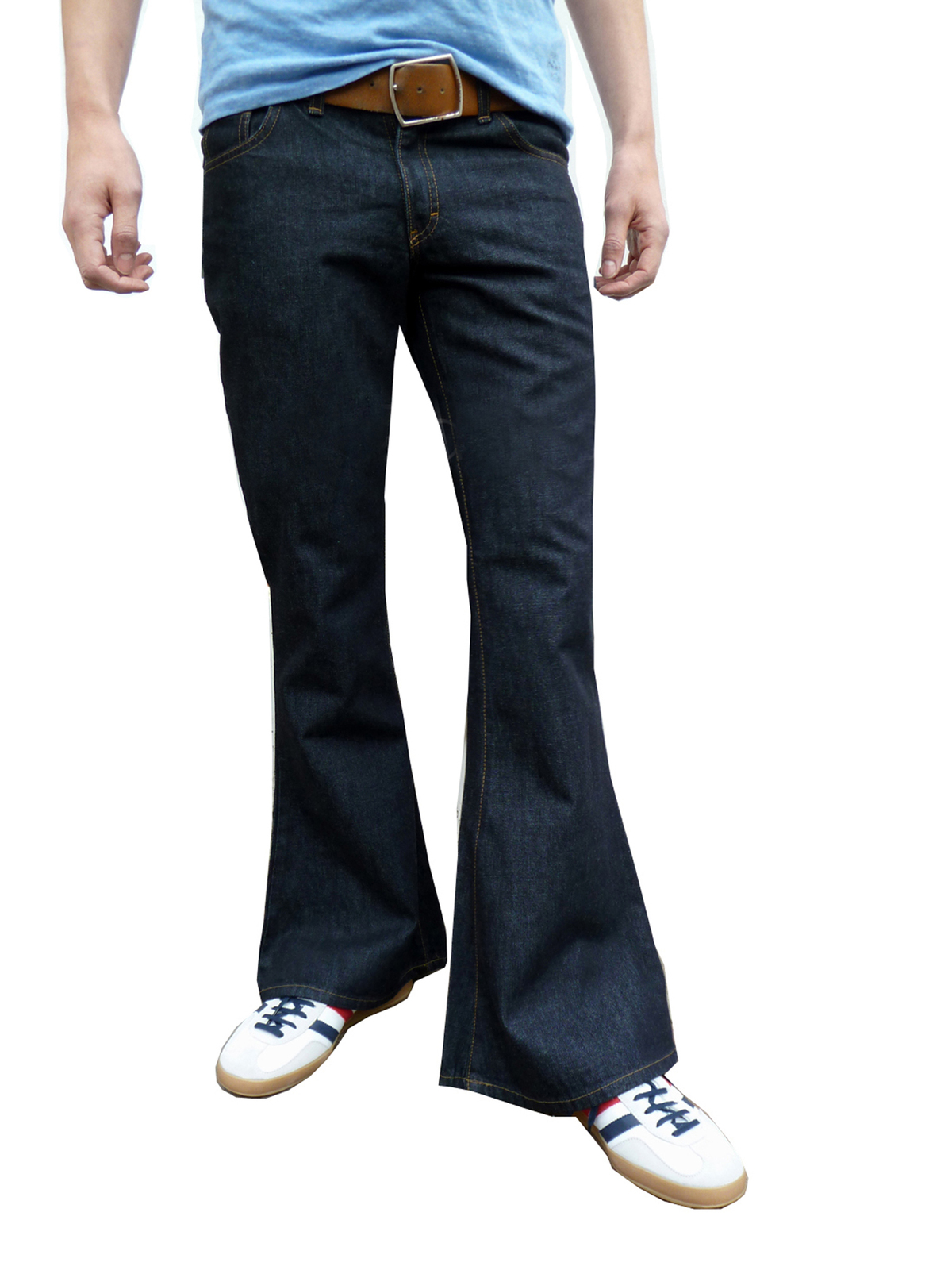 Mens Flares Indigo Blue Denim Jeans Flared Bell Bottoms Pants indie ...