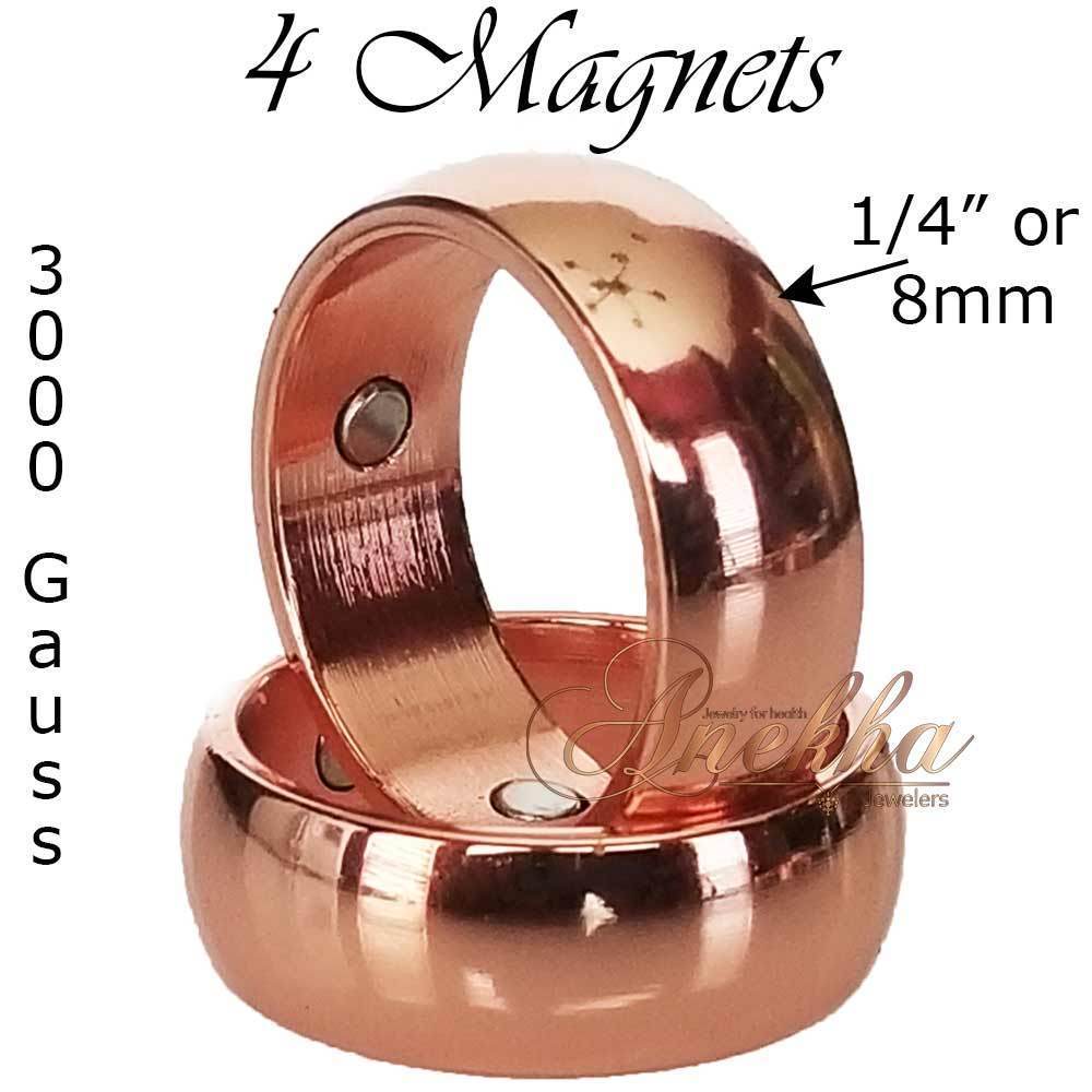 4X3000 GAUSS PURE SOLID COPPER RING MAGNETIC ARTHRITIS DOMED SIZE 7-15 CR1