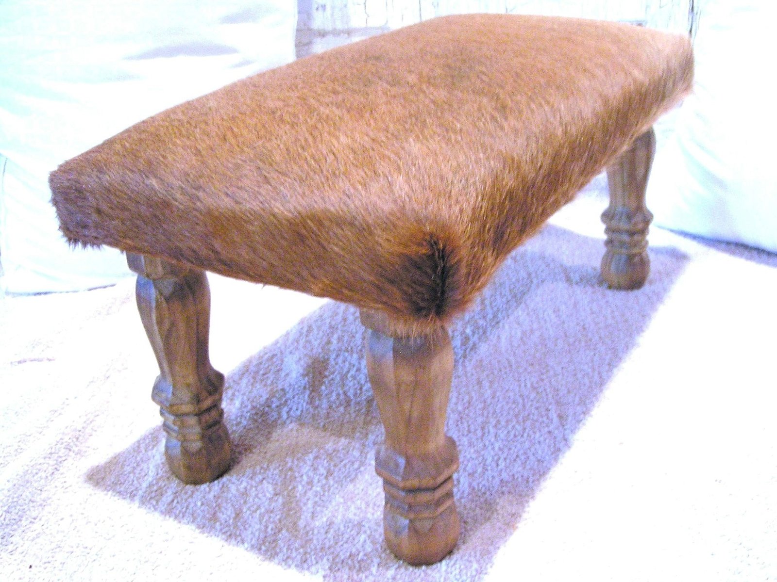 LARGE Cowhide Footstool Western Furniture Stool 0416 bz Ottomans, Footstools & Poufs