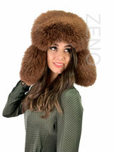 Finn Fox Fur Hat With Suede Trapper Saga Furs Ushanka Aviator Hat Brown Fur Hat image 4