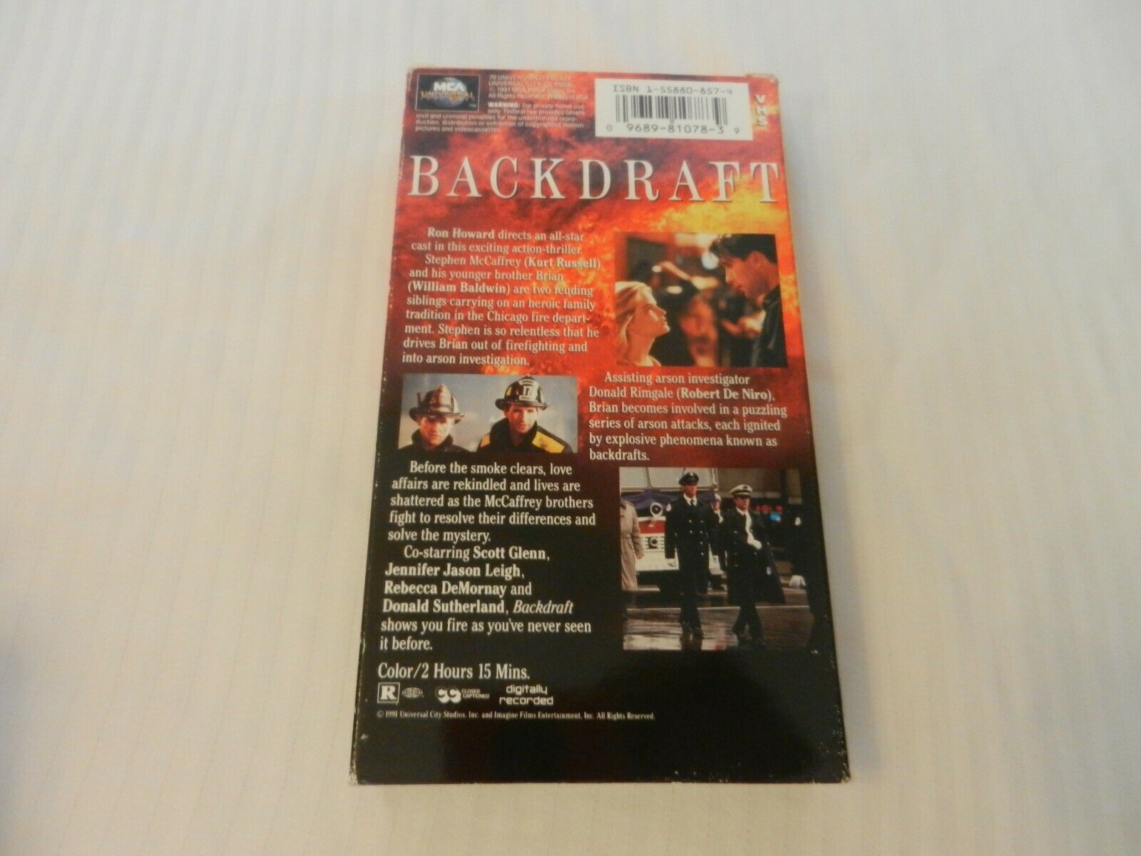 Backdraft (VHS, 1991) Kurt Russell, Donald Sutherland - VHS Tapes