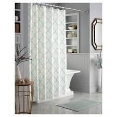 NEW Threshold SHOWER CURTAIN Stylist Indigo Paisley 100/% Cotton Ivory 72x72/"