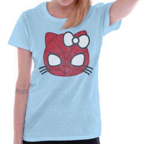 Hello Kitty Spiderman Funny Shirt | Cute Cat Peter Parker Bow Womens T ...