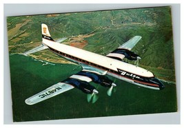 Vintage 1950&#39;s Advertising Postcard Delta Airlines DC-7 Propeller Plane ... - $19.77