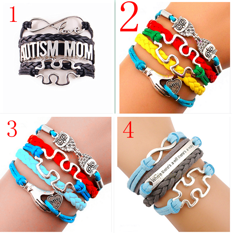 custom Autism Mom Bracelet Puzzle Charm Awareness bracelet 