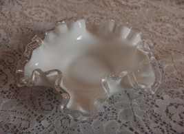 Fenton Silver Crest Ruffle Design Milk Glass Bowl - $74.25