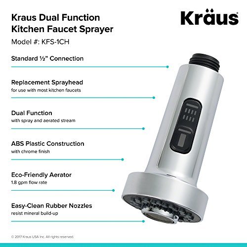 Kraus Dual Function, PullOut Spray Head for Kitchen/Bathroom Faucet