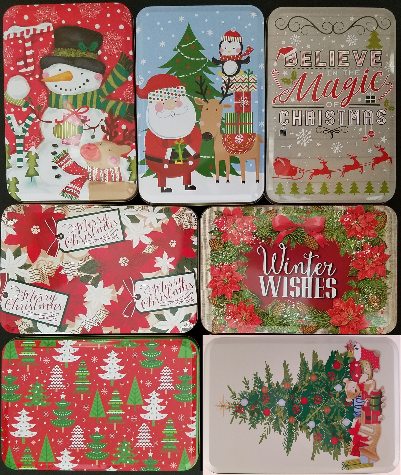 5 Packs Christmas Gift Box Candy Tin Box Xmas Card Tin Box Metal Cookie Tin  Box with Lid Assorted Card Holder Containers for Xmas Party Decor 