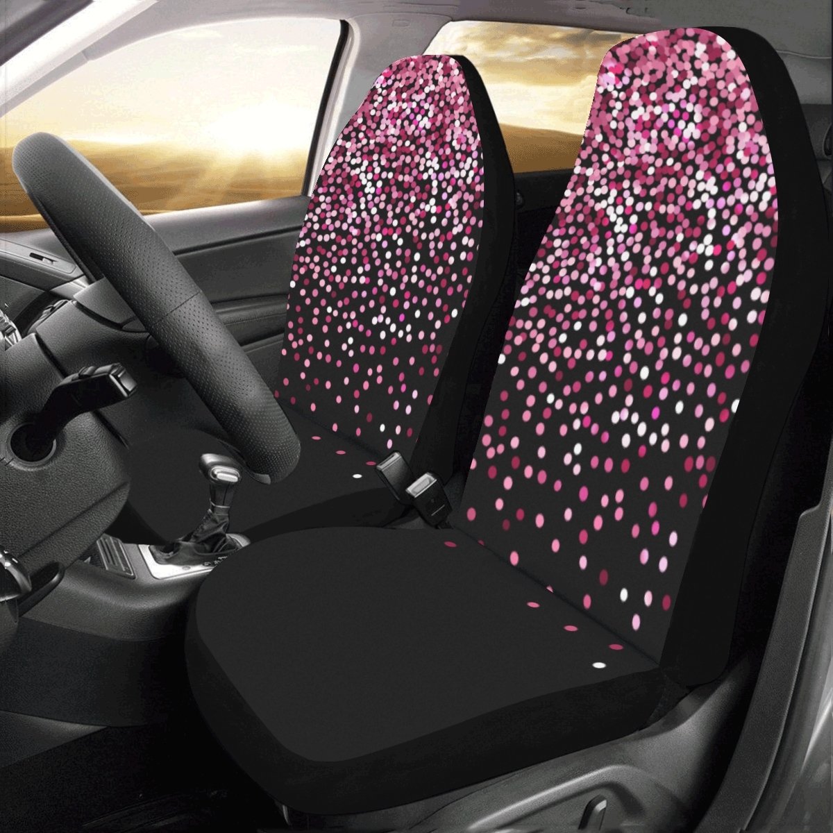 Pink Rose Gold Glitter Sequins Universal Fit Auto Drive Car Seat Covers ...