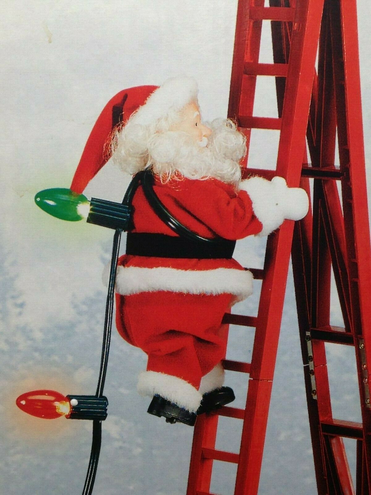 Mr Christmas Stepping Santa Climbing Ladder Lights Animation Song