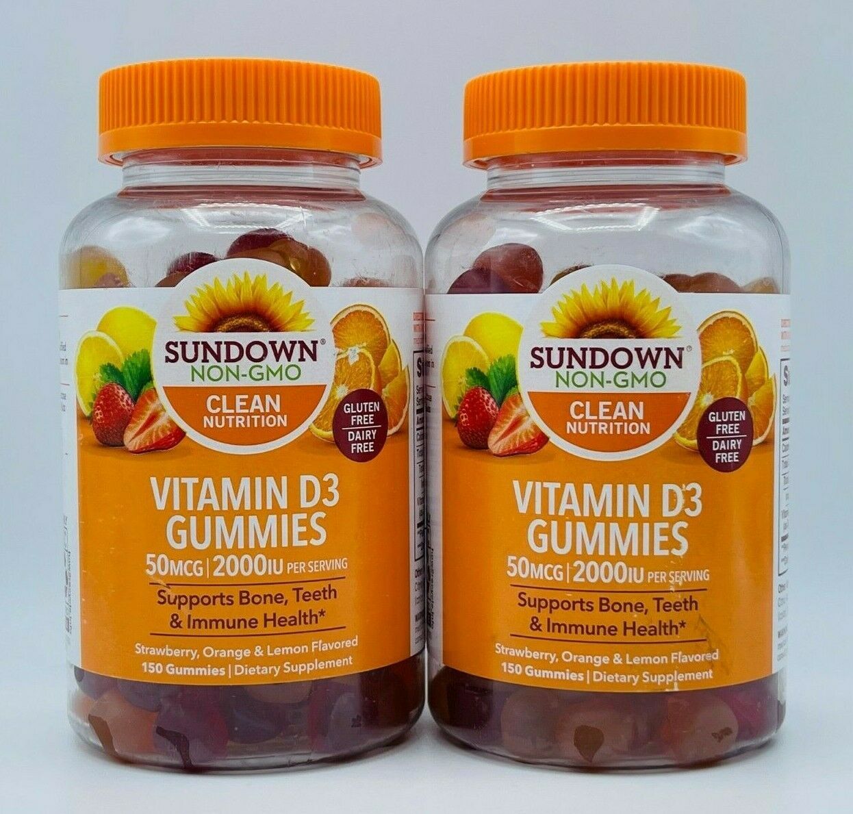 2 x Sundown Vitamin D3 Gummies Strawberry Orange Lemon Flavor 150 Ct Exp 02/2023 - $25.99
