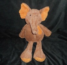 14" Pier 1 One Imports Brown Orange Ribbed Elephant Stuffed Animal Plush Toy - $23.38