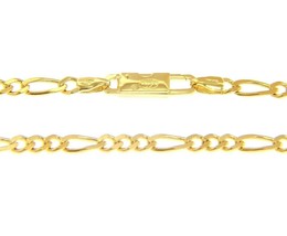 SOLID 18K GOLD FIGARO GOURMETTE CHAIN 3mm WIDTH, 24", ALTERNATE 3+1 NECKLACE image 1