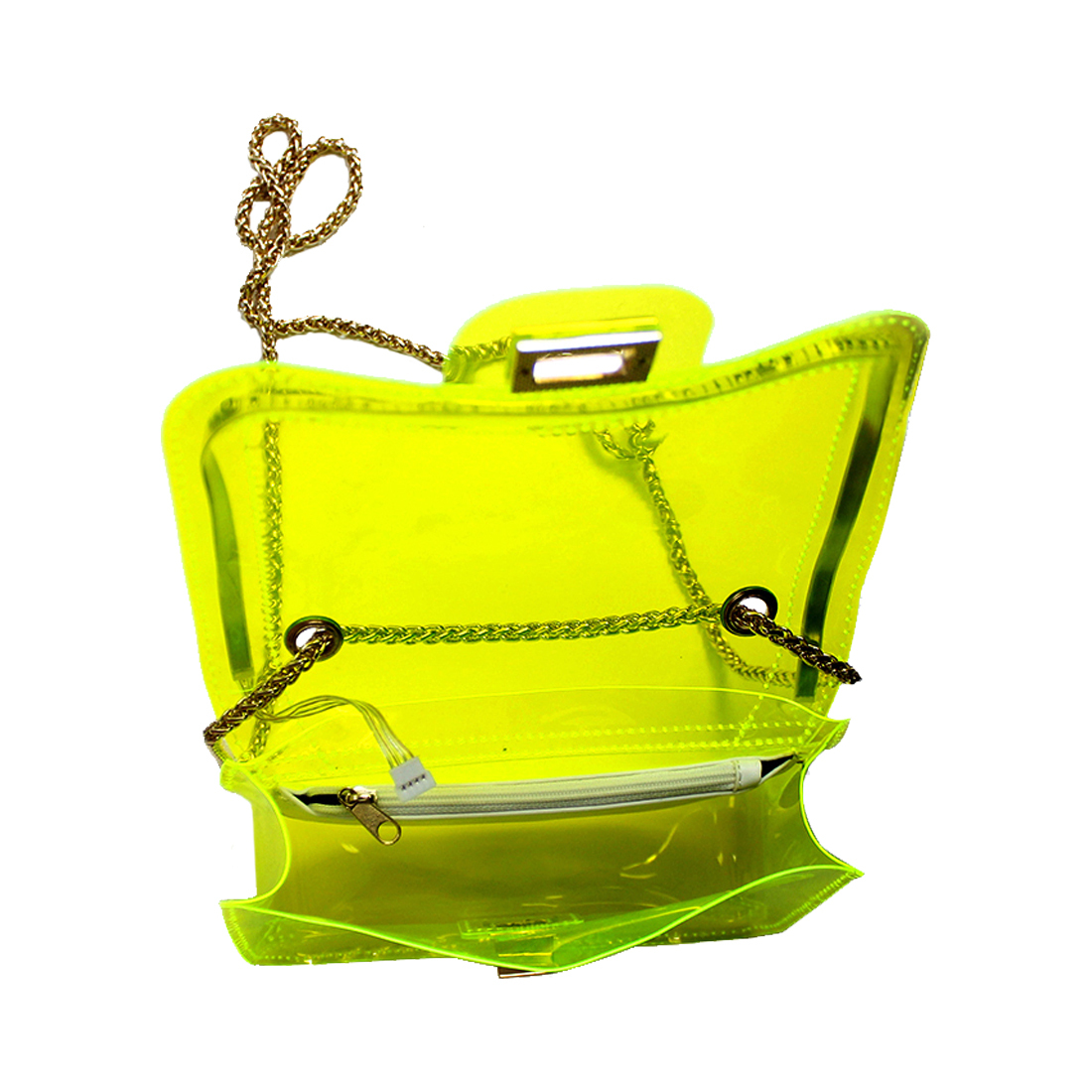 London Rag Women's Neon Yellow Transparent Led Light Crossbody Bag