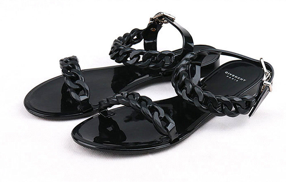 Image of Beach shoes candy jellies sandals chain flat Flip Flops women Shoes
