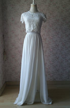 Grey Maxi Skirt with Split Wedding Chiffon Skirt One Side Split Gray Skirt image 6