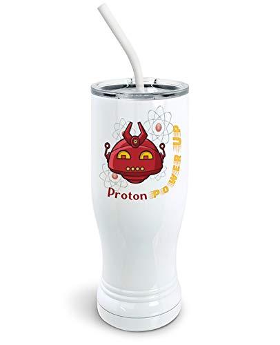 PixiDoodle Red Robot Pilsner Tumbler with Spill-Resistant Slider Lid and Silicon