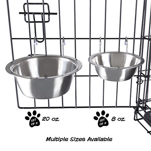 Stainless Steel Hanging Pet Bowls for Dogs and Cats Cage, Kennel, and