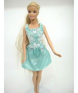 Barbie Doll Dress Only Aqua Mini Evening Cocktail Lace Bodice - $9.40