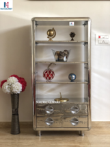 NauticalMart Designer Aluminum Bookcase with Drawers Art Deco Vintage Furniture 