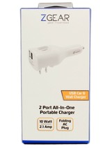 Zgear 2 Port Portable Charger USB Car and Wall Charger w Folding AC Plug - $10.62