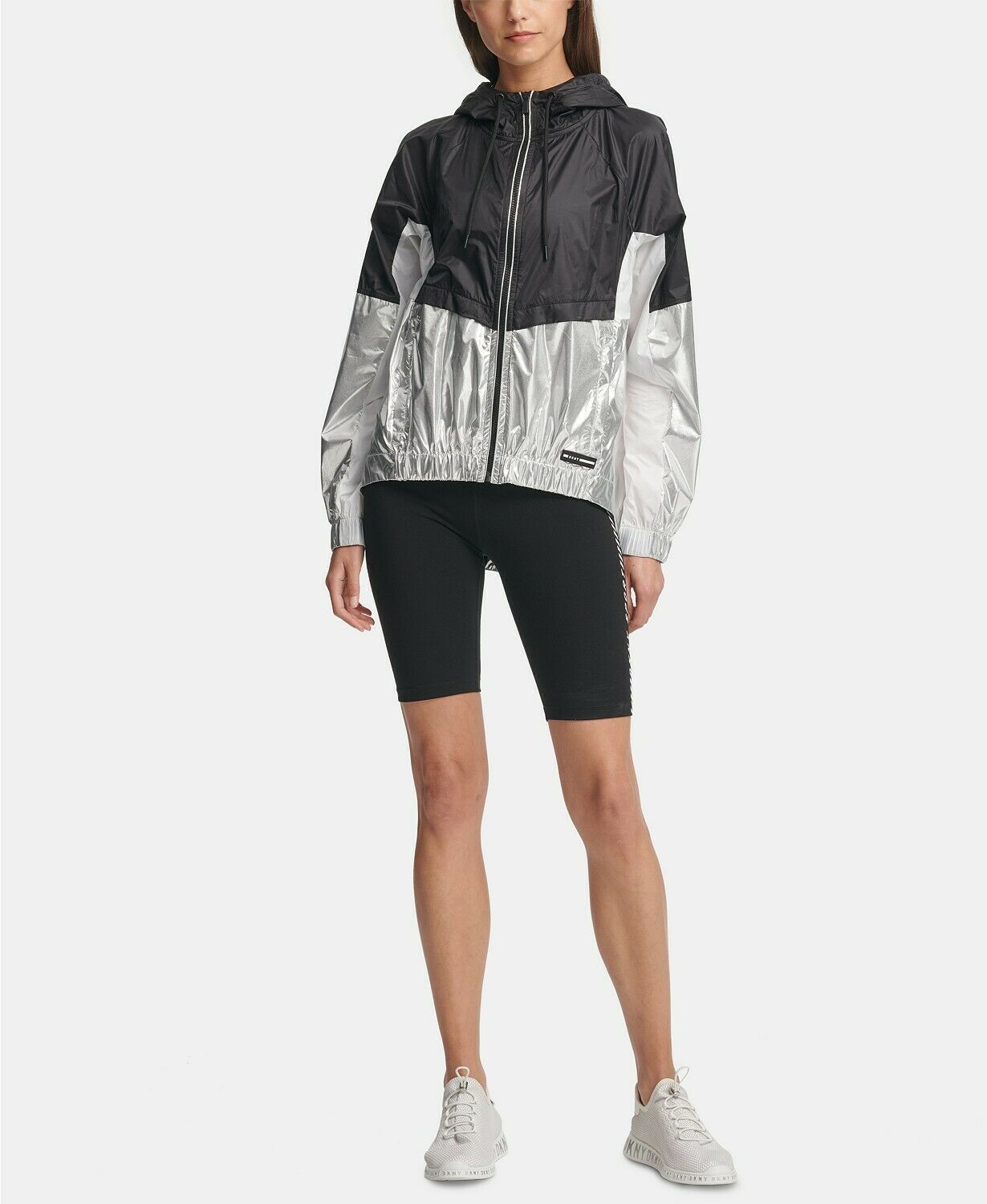 DKNY Sport Women's Colorblocked Hooded Lightweight Jacket, M - Activewear Jackets