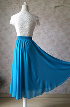 Blue Long Chiffon Skirt Women Summer Chiffon Skirt Chiffon Beach Skirt image 4