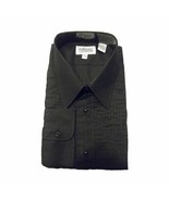 Mens Black Tuxedo Shirt, Lay Down Collar &amp; 1/4&quot; Pleats - $16.99