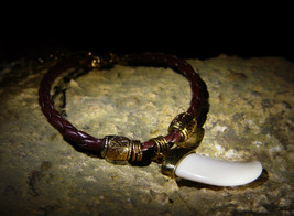 Hyperborean WEREWOLF WITCH Tooth Leather Talisman Bracelet izida haunted... - $222.00
