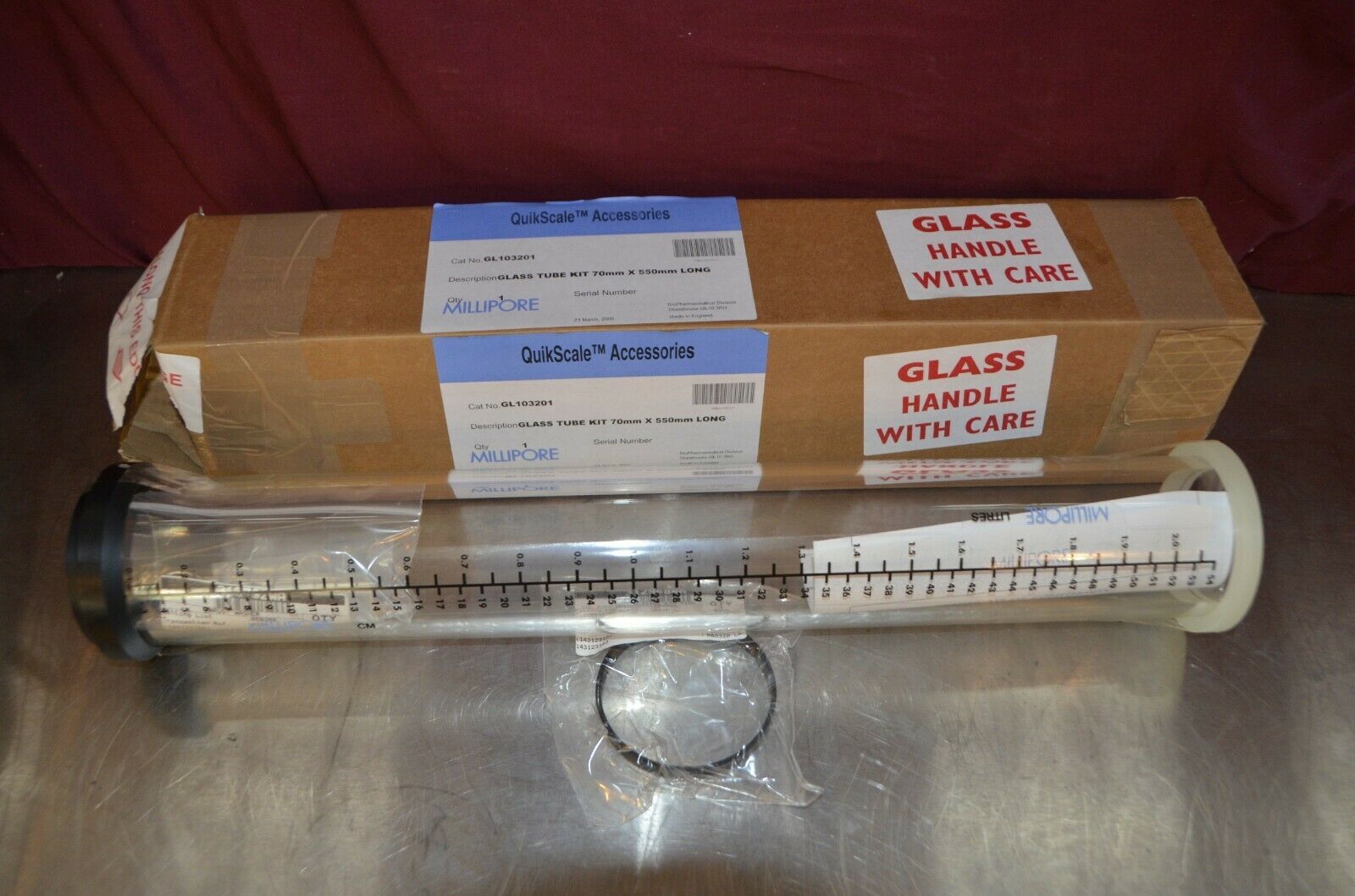 Millipore GL103201 Chromatography Column Glass Tube Kit New 70mm x