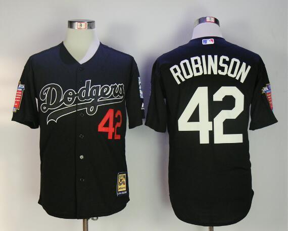 Men's Los Angeles Dodgers #42 Robinson Jersey Black Baseball Sewn On ...