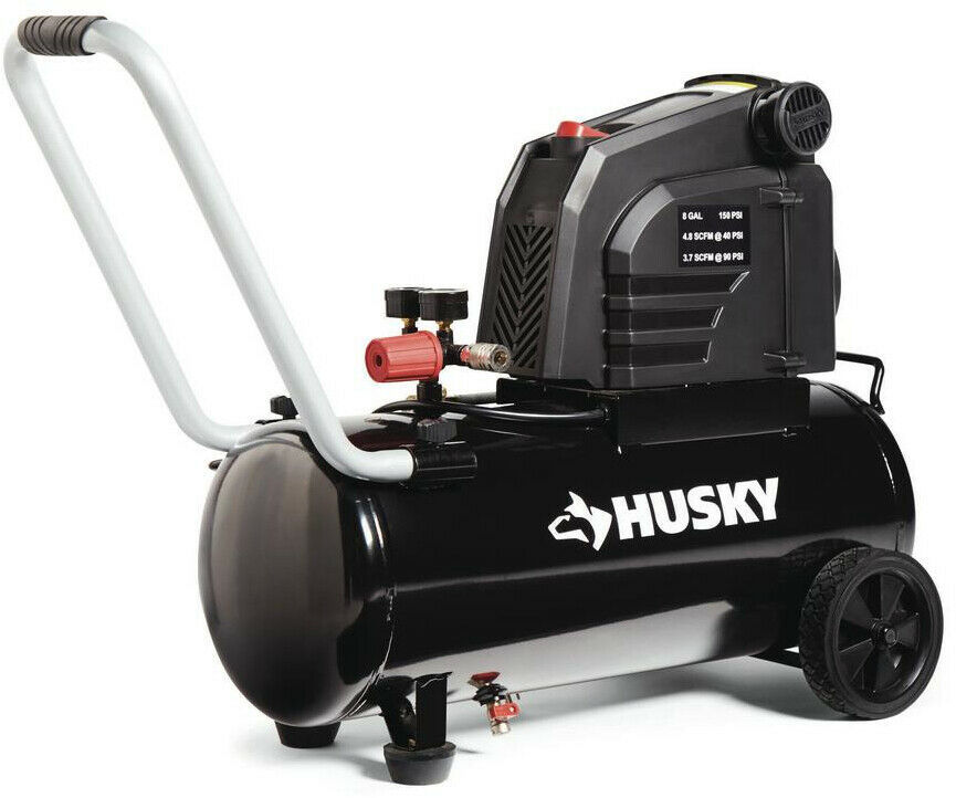 Husky Portable Air Compressor 1.8 HP 8 Gal. 150 PSI Single Stage Oil