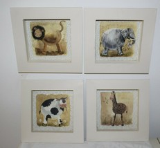 Animals Prints for Nursery - Set of 4 (Four) 6x6.5 Cow, Elephant , Lion,... - $12.86