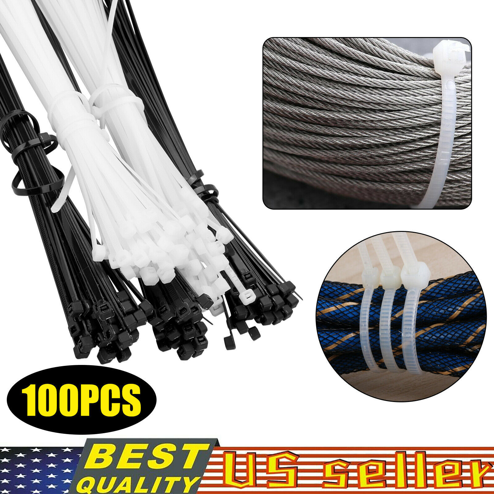 12"" Reusable Cable Zip Ties Heavy Duty Releasable 75 lb Nylon Black