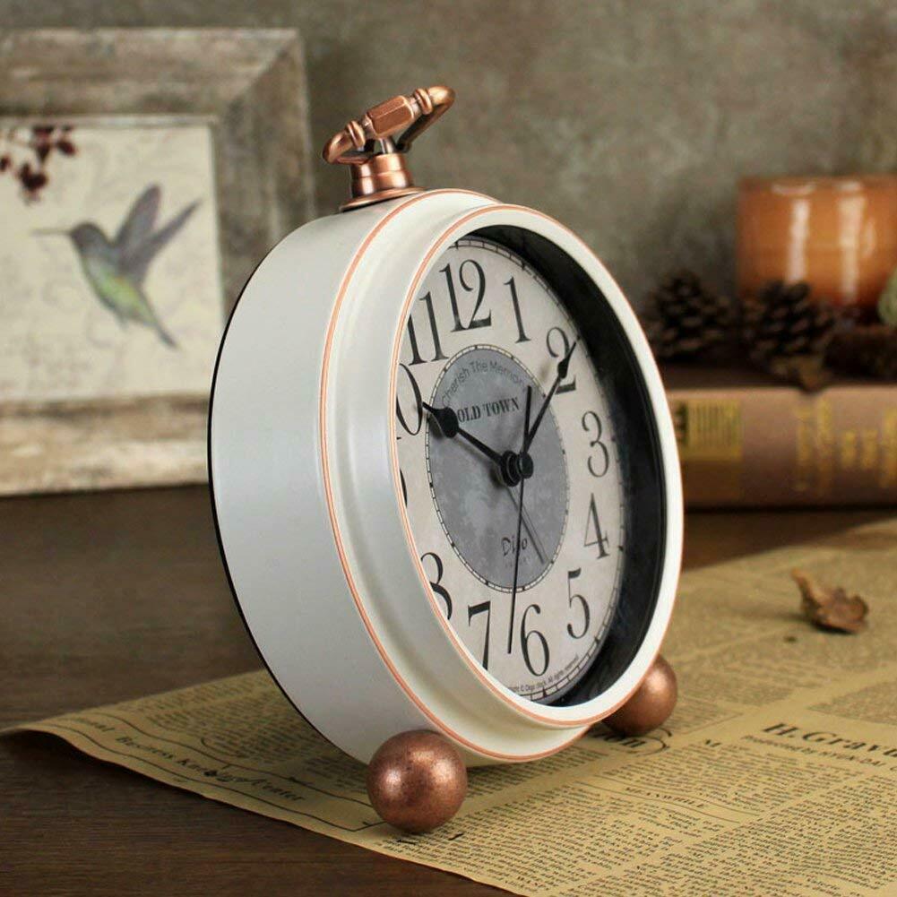 Nice Analog Alarm Bedside Clock 5.2" Metal Retro French Style Shabby
