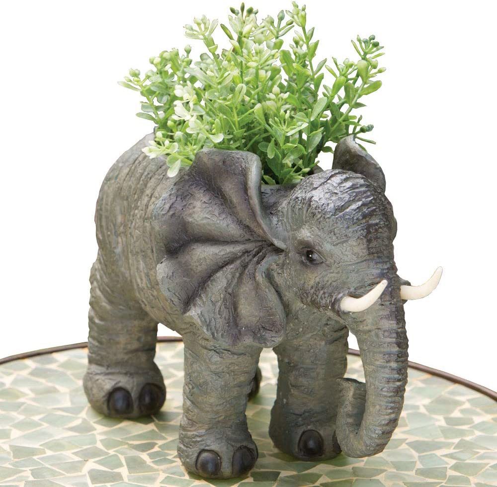 Bits And Pieces - Indoor-Outdoor Elephant Planter - Whimsical Wildlife Animal - $44.94