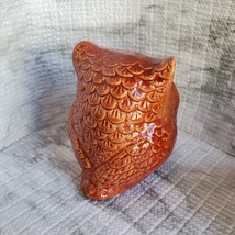 Ceramic Owl Figurine, Orange Rust color, Decorative Accent, Fall Decor, bird image 3