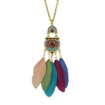 FANHUA Ethnic Style Bohemian Jewelry Antique Gold-Color Chain Colorful Enamel an - $6.08