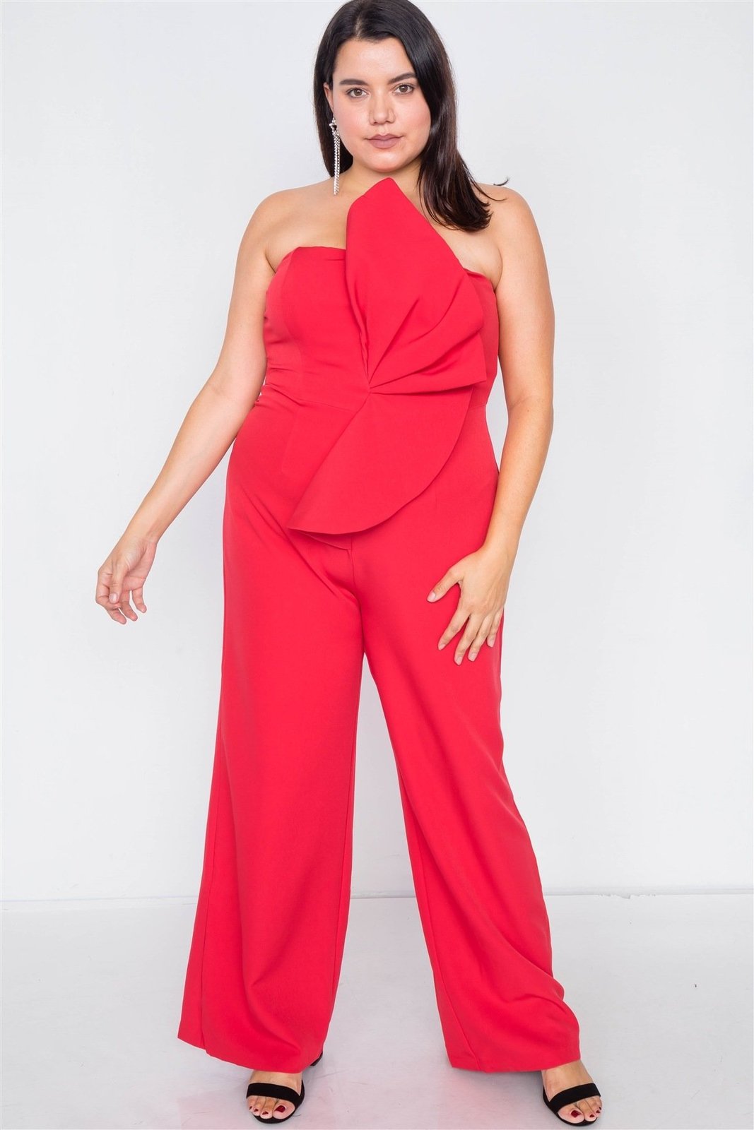 Plus Size Tailored Frill Wide Leg Sleeveless Cocktail Jumpsuit ...