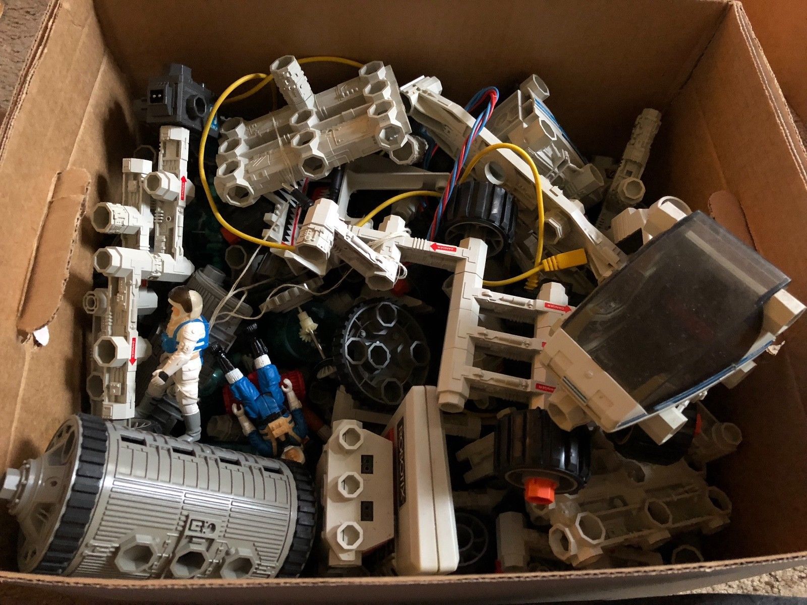 Huge Box Lot of 1980's ROBOTIX Parts Pieces Figures Mixed Lot