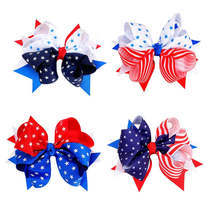 ncmama 4 inch Independence Day Bowknot Hairpins 4th of July Hair Bow Hai... - $3.29