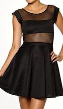NEW Coutori Black Sheer Cutout Mesh Insert A-line Dress Size S M L - $34.99