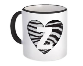 Monogram Letter Z : Gift Mug Zebra Letter Initial ABC Animal Heart - $15.90