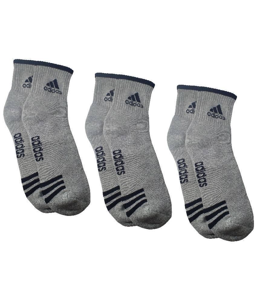 Adidas Grey Cotton Ankle Length Socks For Men P