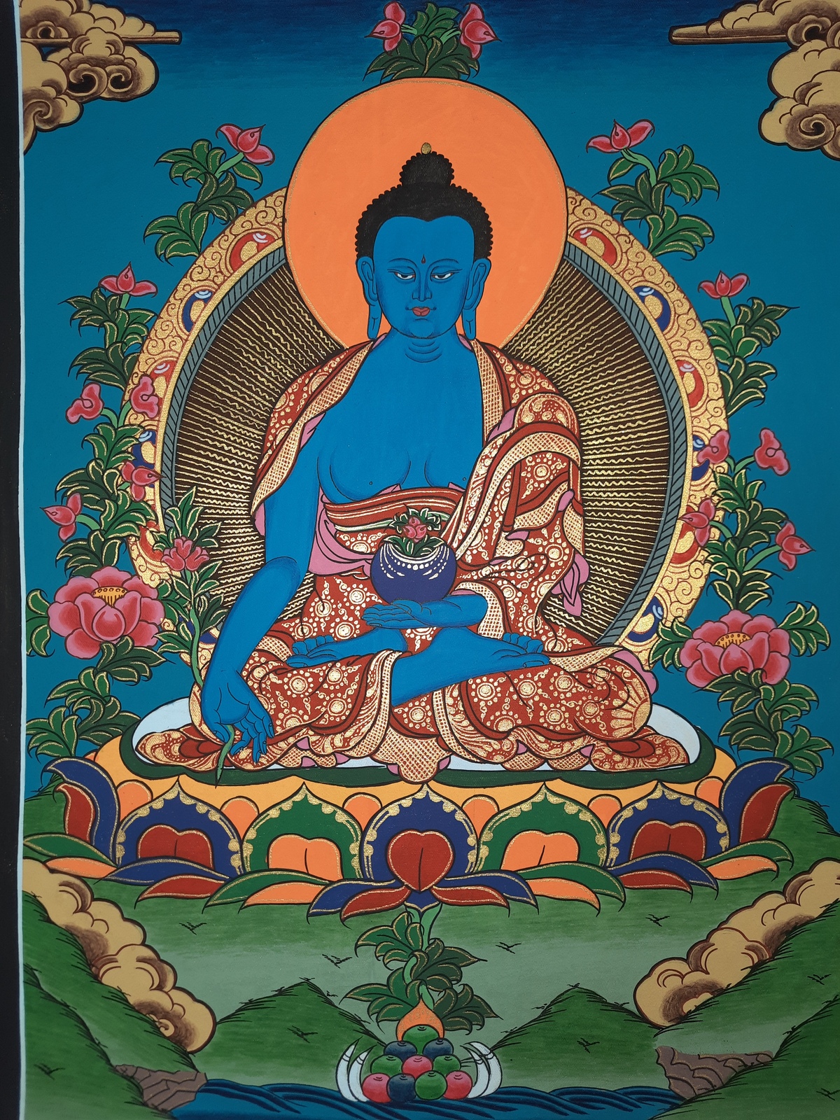 Bhaisajyaguru Medicine Buddha Hand Painted Tibetan Thangka Painting ...