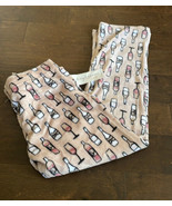 Daydream womens Wine Glasses Print Plush Soft Pajama Pants New Small Pink - $22.99