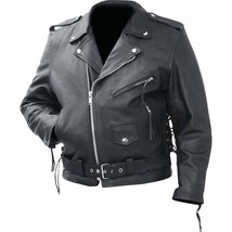 Rocky Mountain Hides™ Solid Genuine Cowhide Leather Classic Motorcycle Jacket - $92.80