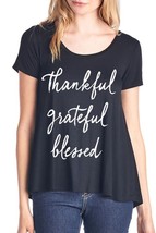 Thankful Grateful Blessed Flowy Rayon Stretch A Line Loose T-Shirt Size ... - $34.00
